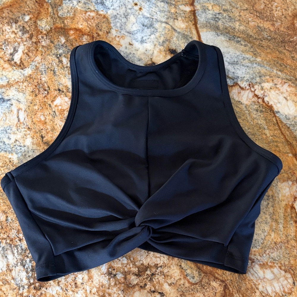 Five Black Knotted Crop Bra Dance Top